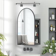 Image of Arched Bathroom Mirror Cabinet Recessed Mirror Cabinet Wall Mounted with Storage