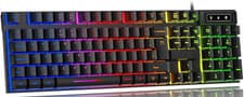 Image of Gaming Keyboard, UK Layout, RGB Backlit Wired Keyboard,
