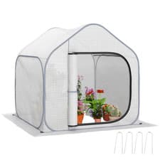 Image of Pop-Up Greenhouse 150x148x148cm Green PE Cover Steel Frame Zipper Door Portable