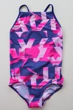 Image of ADIDAS ATHLY X GRAPHIC ONE PIECE SWIMSUIT SWIMWEAR PURPLE DQ3384 KIDS GIRLS M