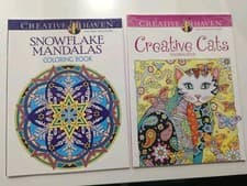 Image of 2 Creative Haven coloring books Snowflake Mandalas Creative Cats Adult Coloring