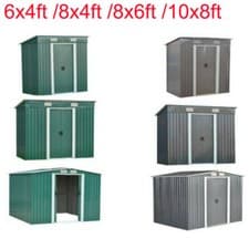 Image of 6X4,8X4,8X6,8X10 Metal Garden Shed Pent/Apex Roof Outdoor Storage With Free Base
