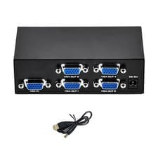 Image of 4 Port VGA Splitter Box 1 in 4 out for Video Screen Duplication 1x4 Adpater