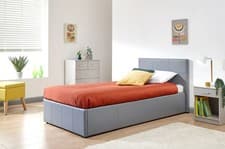 Image of Source Side Lift Ottoman Single Bed Grey Modern Bedroom Storage Solution