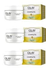 Image of 3 x Olay Complete Day Cream SPF15 Sensitive 50ml. FREE POSTAGE