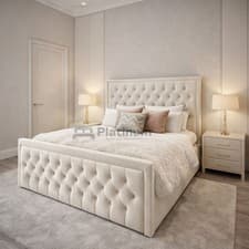 Image of Luxury Ottoman Storage Panel Bed Frame Upholstered With Headboard 3FT - 6FT Size