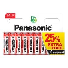 Image of Pack of 10 Panasonic AA Zinc Carbon Batteries LR6 MN1500 1.5V for Remotes