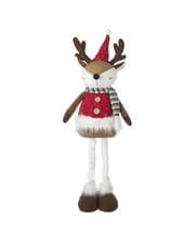 Image of Fabric Standing Reindeer With Hat & Scarf, Brown And Red By Heaven Sends