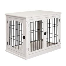Image of PawHut Dog Crate Puppy Cage End Table Design for Medium Dog White
