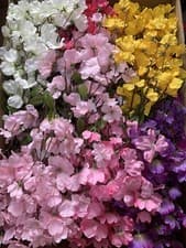 Image of Pack Of 6 Cherry Blossom Bushes Artificial Silk Home Garden Flowers Branch Spray