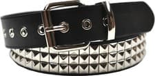 Image of Mens Womens Studded Belt 3 Row Pyramid Conical Studs S M L XL XXL 28 - 60 Waist