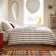 Image of DOUBLE Duvet Quilt Cover Set + Dust Bag - PURE NATURAL WASHED COTTON - RRP £55