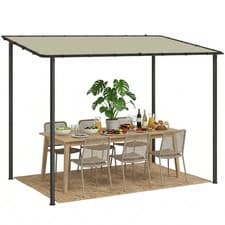 Image of Outsunny 3 x 2 m Lean to Garden Pergola, Metal Frame Gazebo Pergola, Cream