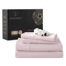 Image of Overket 100% Egyptian Cotton Sheets Cal King Sheet Set 1000 Thread Count Sateen