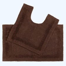 Image of 100% Cotton Luxury Reversible 2-Pc Bath & Pedestal Mat Set Thick, Soft, Non-Slip