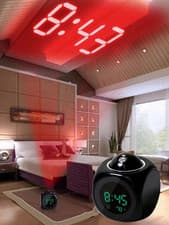 Image of Digital Projection Alarm Clock LED Voice Talking Time USB Battery Bedside UK