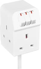 Image of Masterplug Three Socket Extension Lead with Individual Switches, White