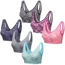 Image of 3 or 6 Pack MARL Seamless Comfort Bras UNPADDED Non Wired Stretch UK Size 8-24
