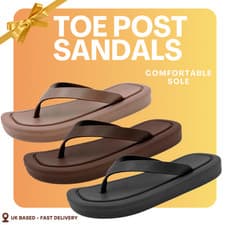 Image of Ladies Cushioned Flip Flop Sandals Thick Sole Comfort Slip On Summer Holiday
