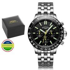 Image of Rotary GB03011/04 Les Originales Swiss Chrono Stainless Bracelet Men's Watch NEW
