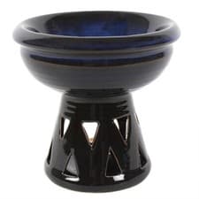 Image of Deep Bowl Blue Oil Burner and Wax Warmer Set. Home Fragrance Aromatherapy Gift.