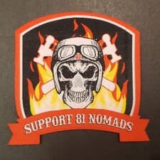 Image of Woven Patch Support 81 Nomads Angels Skull on Fire Hells Bikers Iron Sew on Vest