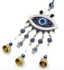 Image of EVIL EYE TREE of LIFE Wind Chime Hanging Bell Ornament Hamsa Hand Protection