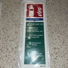 Image of NEW - Dry Powder Fire Extinguisher Sign - 30 x 10cm - rigid plastic - Nite-glo