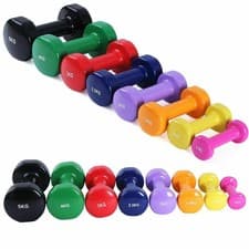Image of Vinyl Dumbbell Pair Solid Aerobic Training Weights Strength Home Dumbbells Gym