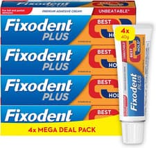 Image of Fixodent Plus Dual Power Premium Denture Adhesive Cream 40g x 4 (Value Pack)