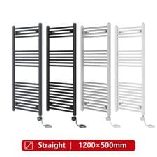 Image of Prefilled Electric Heated Towel Rail Straight Curved Radiator Thermostatic Rads