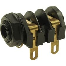 Image of Cliff CL11607 6.35 mm Audio Jack Socket 2 Pins Mono Black Horizontal Mount