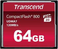 Image of Transcend 64GB Compactflash 800 Memory Card, up to 120/60 Mb/S, Supports High-Sp