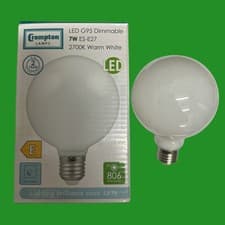 Image of 1x 7W =60W Crompton Dimmable LED G95 Light Bulb 95mm Large Globe ES E27 Screw