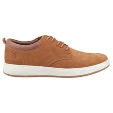 Image of Hush Puppies Bowen Mens Casual Leather Lace Up Trainers Tan