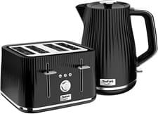 Image of TEFAL Loft KO250840 Kettle and 4 Slice Matching TT760840 Toaster Set In BLACK