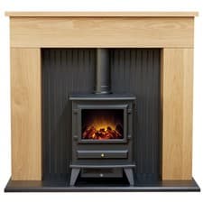 Image of Adam Innsbruck Stove Fireplace in Oak with Hudson Electric Stove in Black, 45...