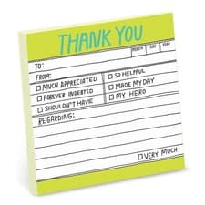 Image of Knock Knock Thank You Hand-Lettered Sticky Note 76 x 76 mm Thank You