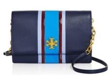 Image of Tory Burch Georgia striped crossbody bag ROYAL NAVY 41714 Brand New Authentic