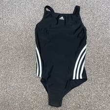 Image of NWT Adidas Women's Three Stripe Swimsuit Sz.13-14 Black NEW