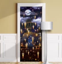 Image of Floating Candles in Great Hall Door Mural. Laminated Cover Sticker. Single piece