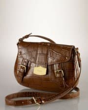 Image of Lauren Ralph Lauren Rafferty mock embossed tan cross body bag
