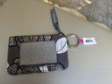 Image of Vera Bradley Coin Purse Moon Shadow Meadow NWT Makeup Lipstick Travel Gray White