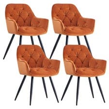 Image of Velvet Dining Chairs Padded Set of 2/4 Metal Legs Kitchen Home Office Christmas