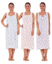 Image of Women Nightwear Rose Heart Print 100% Cotton Sleeveless Long Nightdress M to 3XL