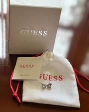 Image of guess earings silver love heart shaped BRAND NEW