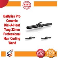 Image of BaByliss Pro Ceramic Dial-A-Heat 32mm Hair Curling Tong Styling Iron Free Ship