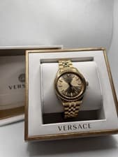 Image of Versace Gold Tone Women's Watch Brand New Never Worn with Box and Papers Boxed