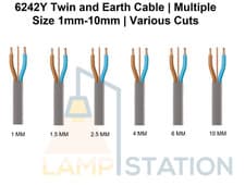 Image of 6242Y Twin & Earth Cable Various Size 1mm - 10mm Electric Wiring Flat Grey Light