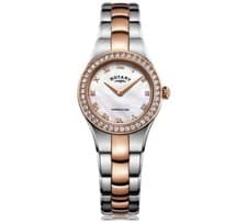 Image of Rotary LB03501/07 Ladies Rose Gold Silver Two Tone Stainless Bracelet Watch